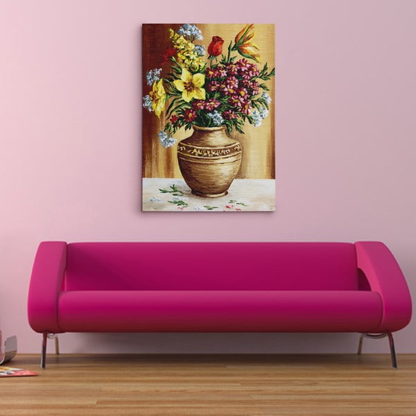 Obraz na plátně Váza pestrobarevných květin, 50x70 cm