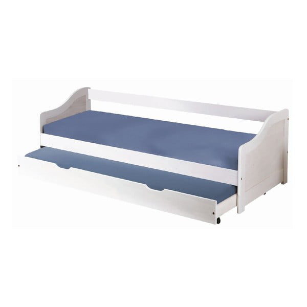 Bílá dřevěná postel s úložným prostorem 13Casa Leon, 90 x 200 cm