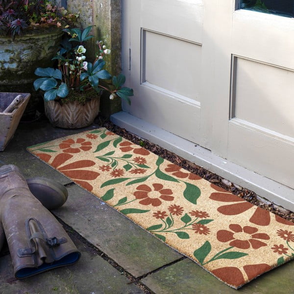 Kookoskiududest uksematt 40x120 cm Red & Green Floral - Artsy Doormats-image-1