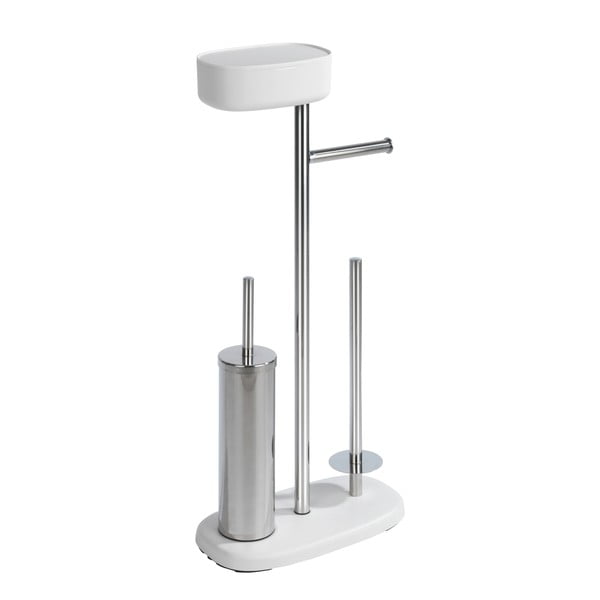 Roostevabast terasest harjaga tualettpaberihoidja valge-hõbedane Rivazza - Wenko-image-3