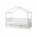 Valge majakujuline männipuidust lastevoodi koos lahtikäiva voodi ja panipaigaga 90x200 cm DALLAS - Vipack
