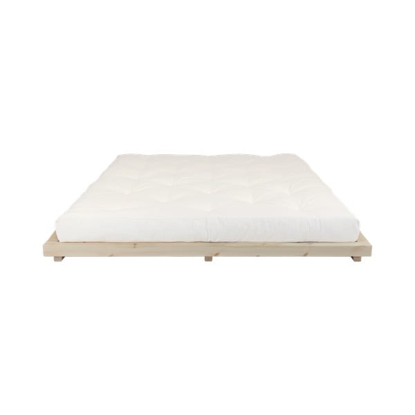 Dvoulůžková postel z borovicového dřeva s matrací Karup Design Dock Double Latex Natural Clear/Natural, 160 x 200 cm