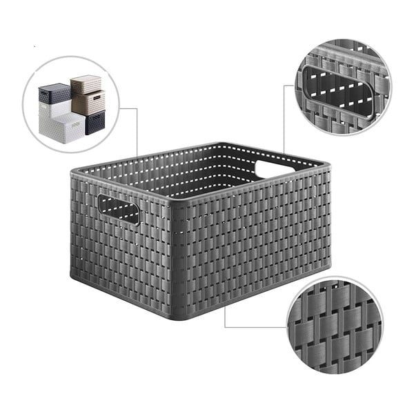 Tumehall ringlussevõetud plastikust korv Country - Rotho-image-2