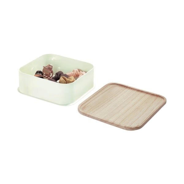 Valge Paulownia puidust kaanega hoiukarp, 21,3 x 21,3 cm. Eco - iDesign-image-3