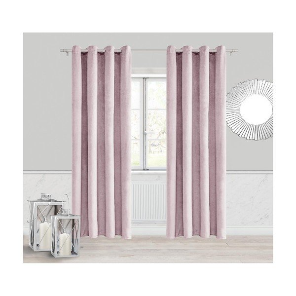 Pudrově růžový závěs Slowdeco Velvet, 140 x 250 cm