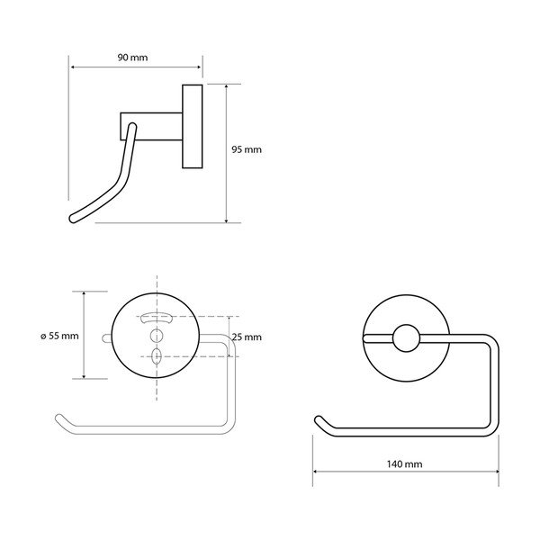 Mustast messingist tualettpaberi hoidja X-Round - Sapho-image-1