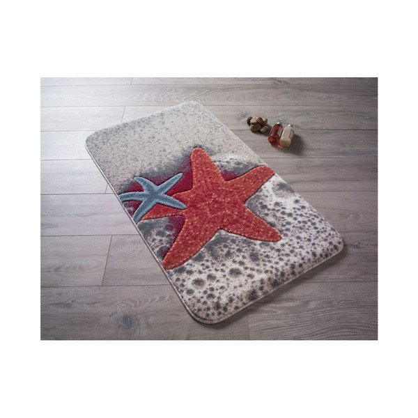 Mustriline punane vannitoamatt Confetti Bathmats Starfish, 80 x 140 cm - Foutastic