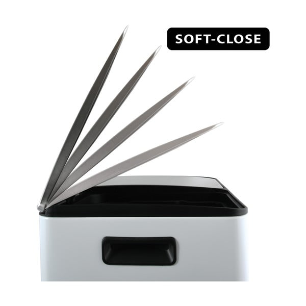 Matt valge terasest prügikast 2x20 l sorteeritud jäätmete jaoks/pedaaliga Aliya - Spirella-image-4