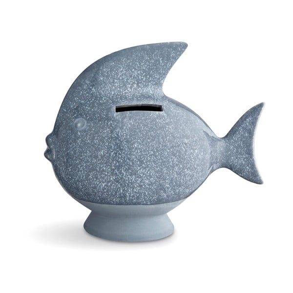 Světle modrá kameninová kasička Kähler Design Moneybank Fish