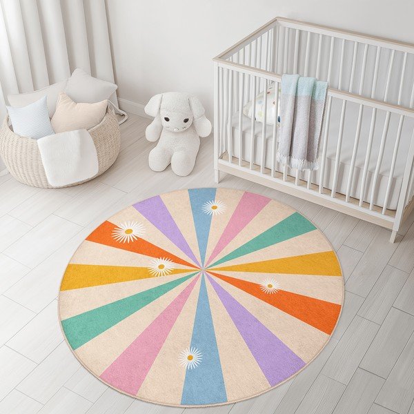 Pestav laste mänguvaip ø100 cm Rainbow Daisy - Mila Home-image-4