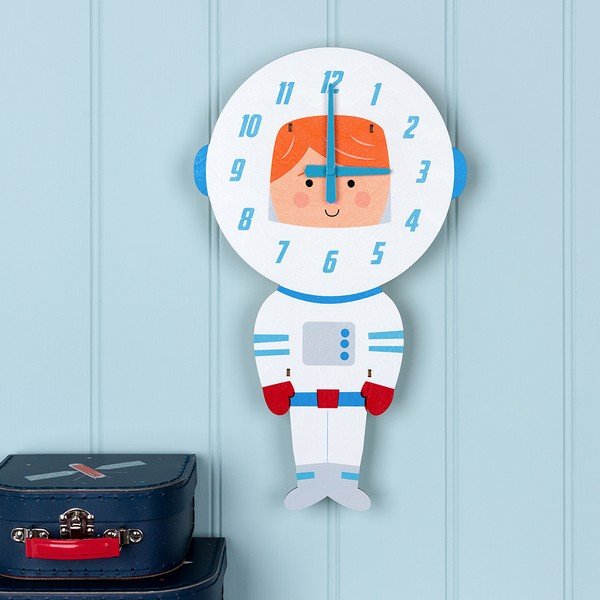 Puidust valmistatud laste seinakell Astronaut - Rex London-image-1