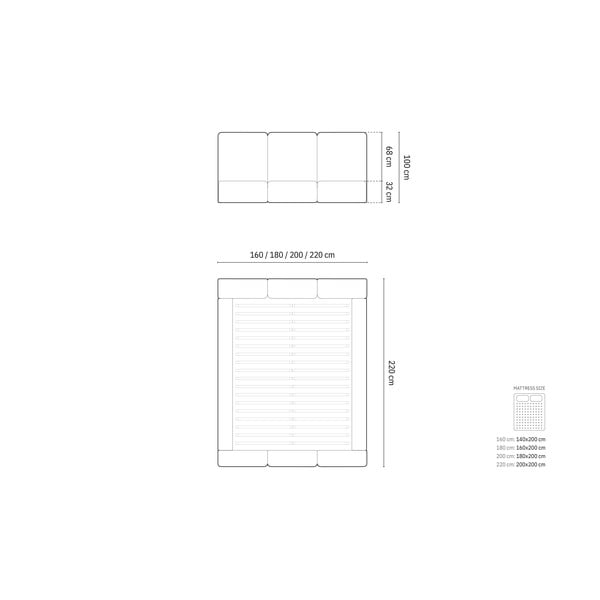 Tumeroheline polsterdatud sametist kaheinimesevoodi koos voodipõhja ja panipaigaga 200x200 cm. Brody - Mazzini Beds-image-4