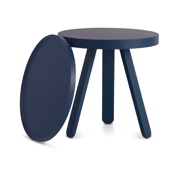 Modrý odkládací stolek z jasanového dřeva s podnosem Woodendot Batea S-image-1