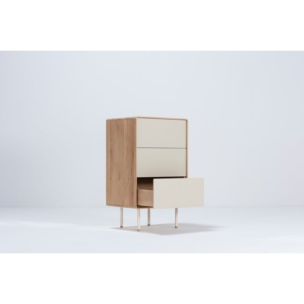 Valge kõrge tammepuidust kummut 60x100 cm Fina - Gazzda-image-1