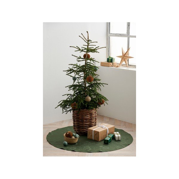 Roheline ümmargune vaip jõulupuu alla ø 120 cm Star Damask - Södahl-image-1