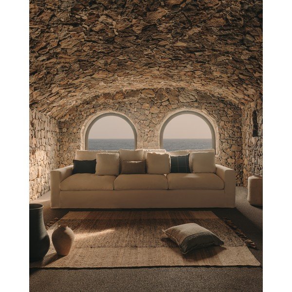 Beež kahepoolne käsitsi kootud džuudist vaip 160x230 cm Sully - Kave Home-image-1