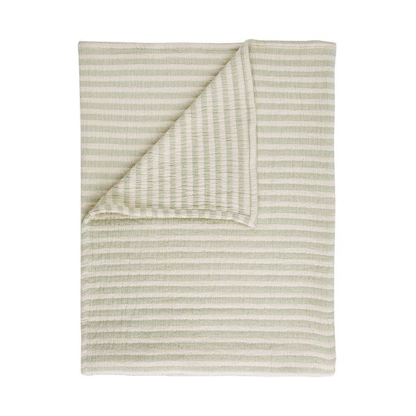 Roheline puuvillane tekk 150x200 cm Cotton Muslin Stripe - Bianca