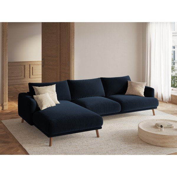 Tumesinine sametist nurgadiivan (vasak nurk) Naomi - Micadoni-image-1