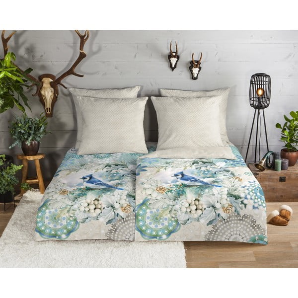 Beež-türkiissinine flanell voodipesu üheinimesevoodile 140x200 cm - HIP-image-1