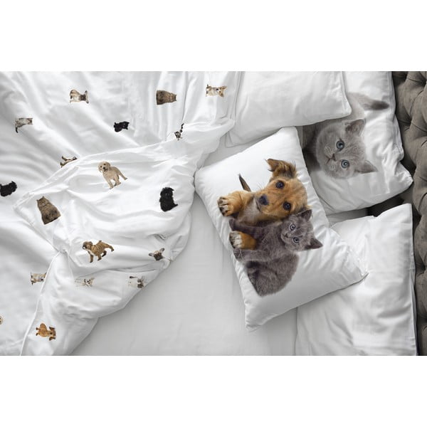 Valge puuvillasatiinist laste voodipesu 135x200 cm The Cutest Ones - Butter Kings-image-1