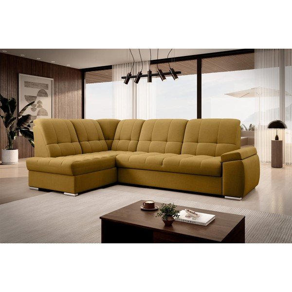 Kollane sametist lahtikäiv/sahtliga nurgadiivan (vasak nurk/L-kujuline) Sado – ELTAP-image-4