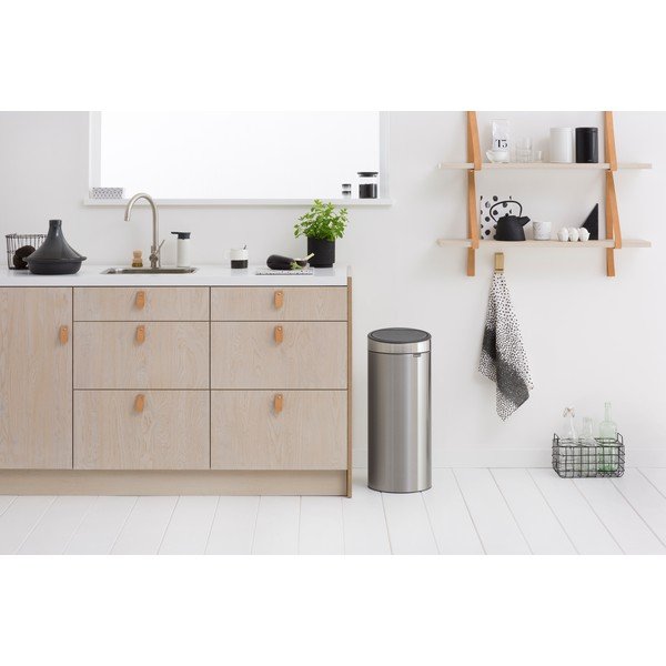 Matt hõbedane puutetundlik terasest prügikast 30 l Touch Bin - Brabantia-image-1