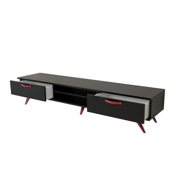 Černý TV stolek s červenýma nohama Magenta Home Coulour Series, šířka 180 cm