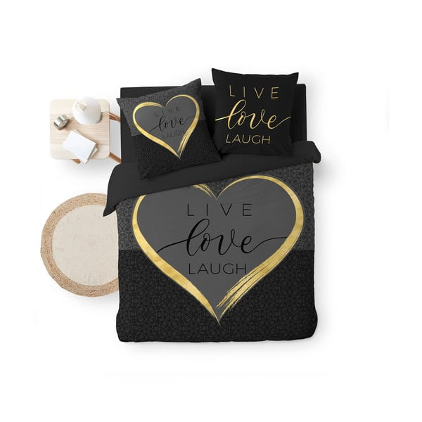 Must puuvillane voodipesu kahekohalisele voodile 200x200 cm Crazy Love - douceur d'intérieur