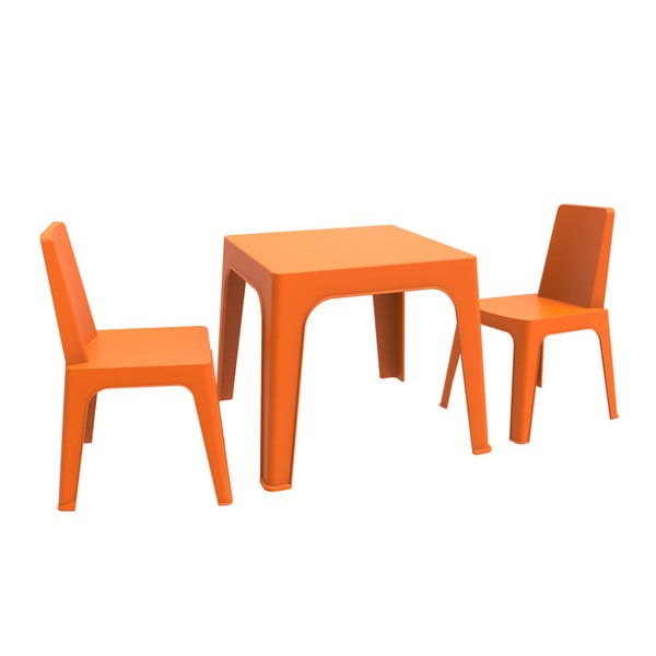 Oranžový dětský zahradní set 1 stolu a 2 židliček Resol Julieta