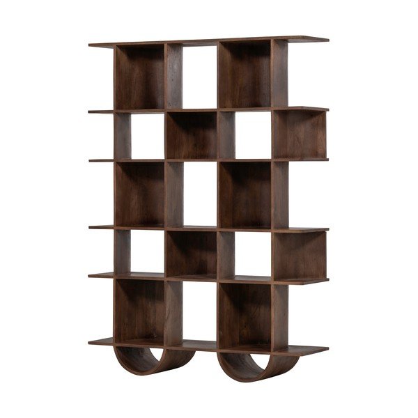 Tumepruun mangopuidust raamaturiiul 130x180x35 cm Sinne - WOOOD-image-2