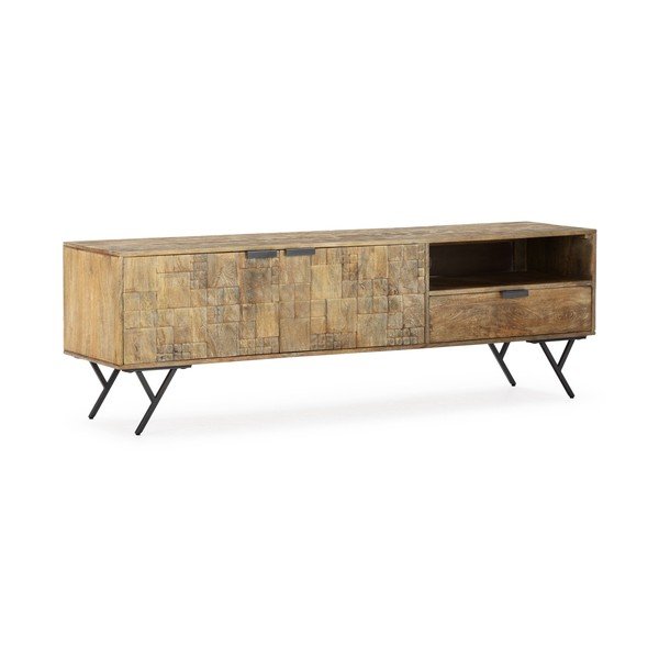 Mangopuust televiisorilaud naturaalses värvitoonis 175x55x40 cm Priya - MOME