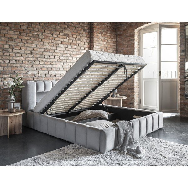 Helehall polsterdatud kaheinimesevoodi koos panipaiga ja voodipõhjaga 160x200 cm Lamica - ELTAP-image-3