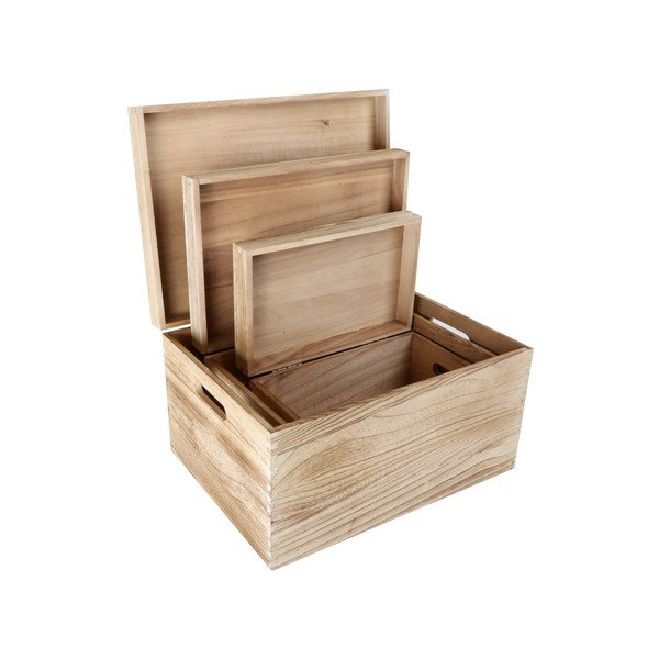 Sada 3 dřevěných truhel Legler Trunk-image-1