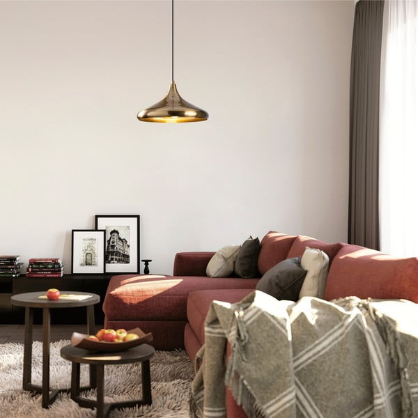 Kuldne rippvalgusti metallist varjuga ø 35 cm Berceste - Opviq lights-image-1