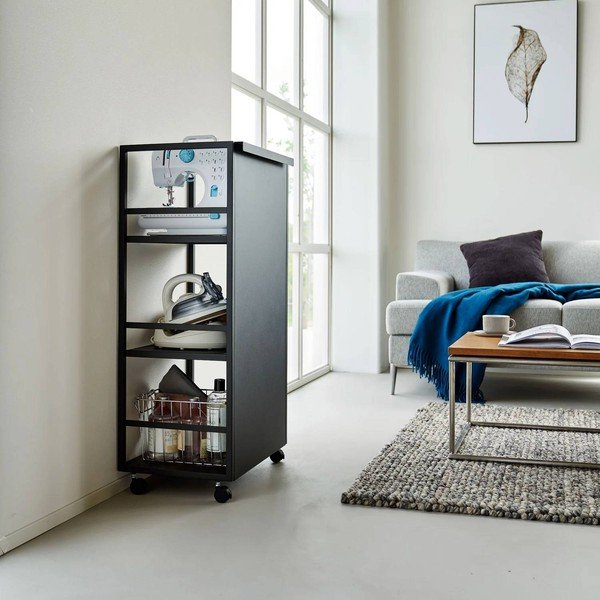 Must metallist ratastega riiul 42x84,5x32 cm Tower - YAMAZAKI-image-4