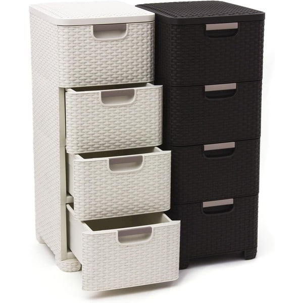 Kreem plastikust kõrge vannitoakapp 33x79 cm Rattan - Curver-image-2