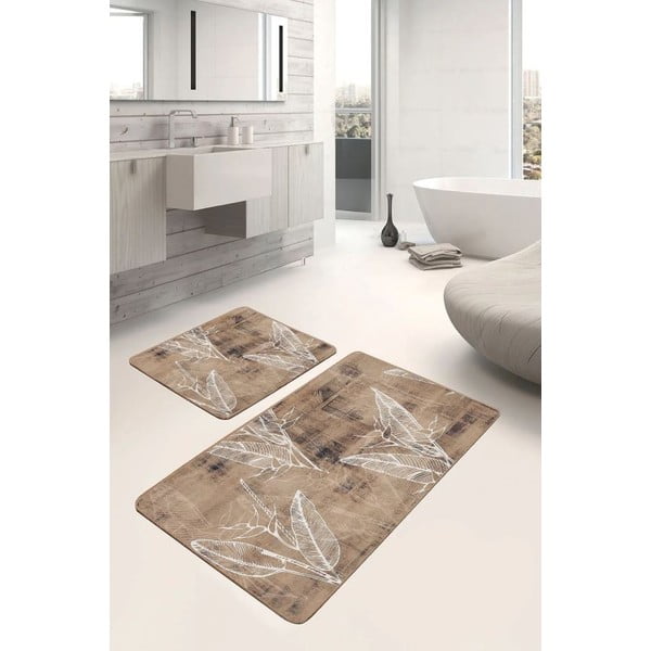 Pruunid sametist vannitoamatid 2tk komplektis 60x100 cm - Mila Home-image-1