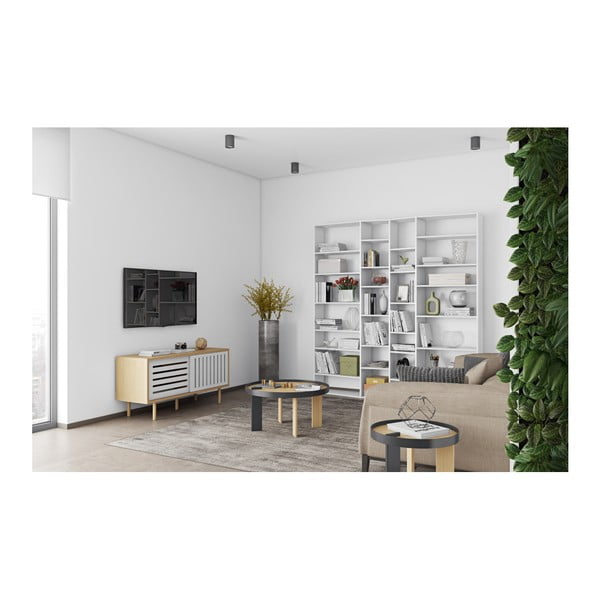 Valge raamaturiiul 214x224 cm Valsa – TemaHome-image-3