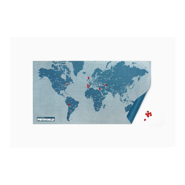 Modrá nástěnná mapa Palomar Pin World, 126 x 68 cm-image-1