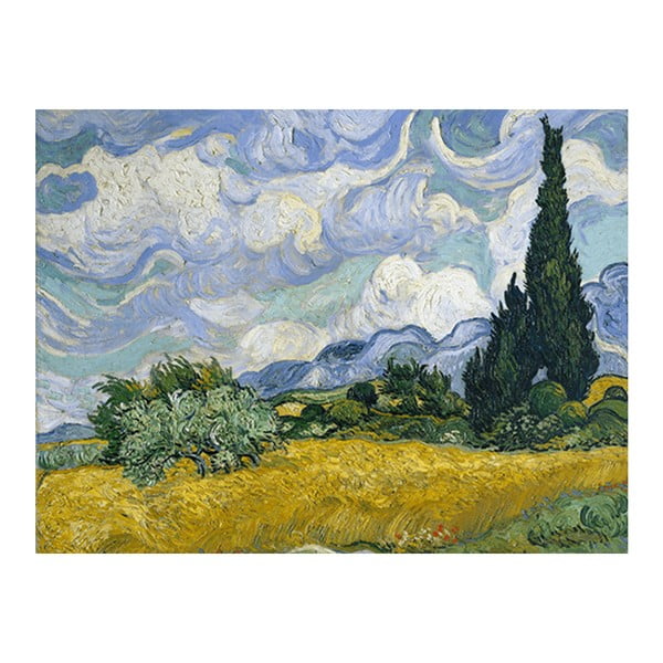 Obraz Vincenta van Gogha - Wheat Field with Cypresses, 70x55 cm