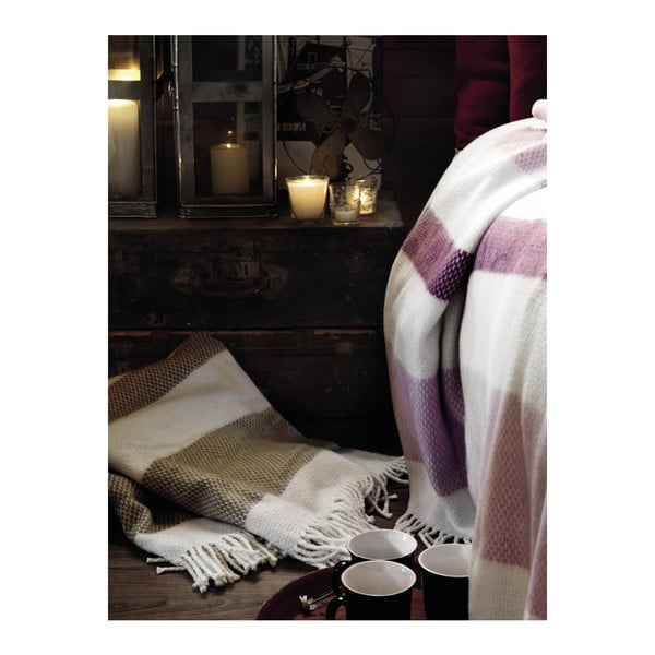 Valge ja pruun ruuduline puuvillane kangas , 140 x 180 cm Granite - Euromant-image-2