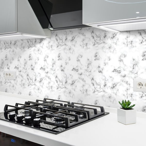 24-st seinakleebisest koosnev komplekt Must-valge marmor, 10 x 10 cm - Ambiance-image-1