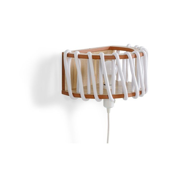 Valge puidust konstruktsiooniga seinalamp, pikkus 30 cm Macaron - EMKO-image-3