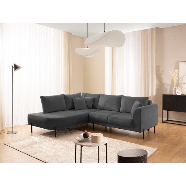 Tumehall šenillist nurgadiivan (vasak nurk/L-kujuline) Mauris - Ropez-image-1