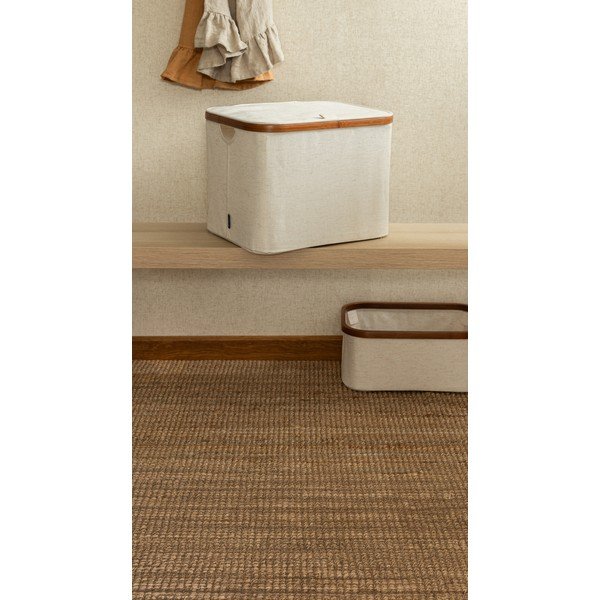 Kreem kangast hoiukarp kaanega 40,5x33x30 cm Bamboo/Linen - Bigso-image-1