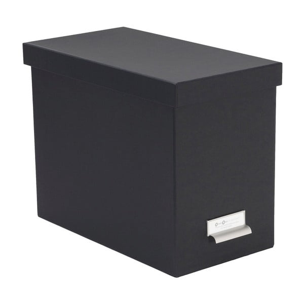 Tmavě šedý úložný box se jmenovkou Bigso, 35 x 27 cm