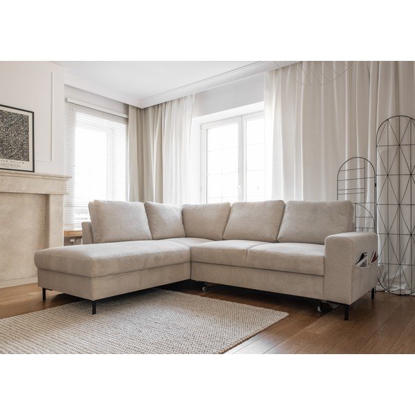 Beež velvetist diivanvoodi (vasakus nurgas) Lofty Lilly - Miuform-image-3