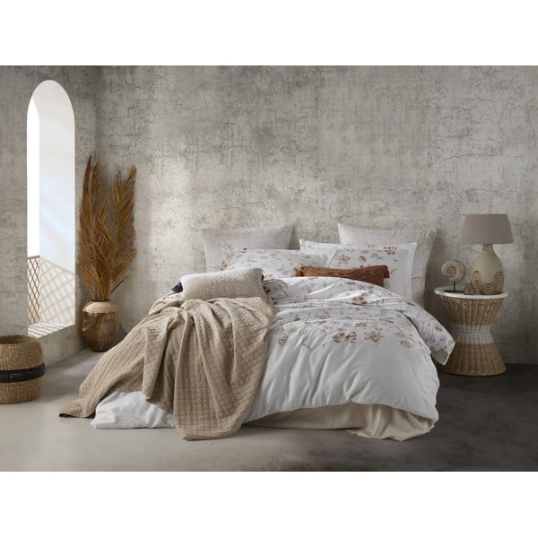 Valge satiin-puuvillast voodipesu üheinimesevoodile 140x200 cm Ivory Garden Floral - Mila Home Luxury-image-1