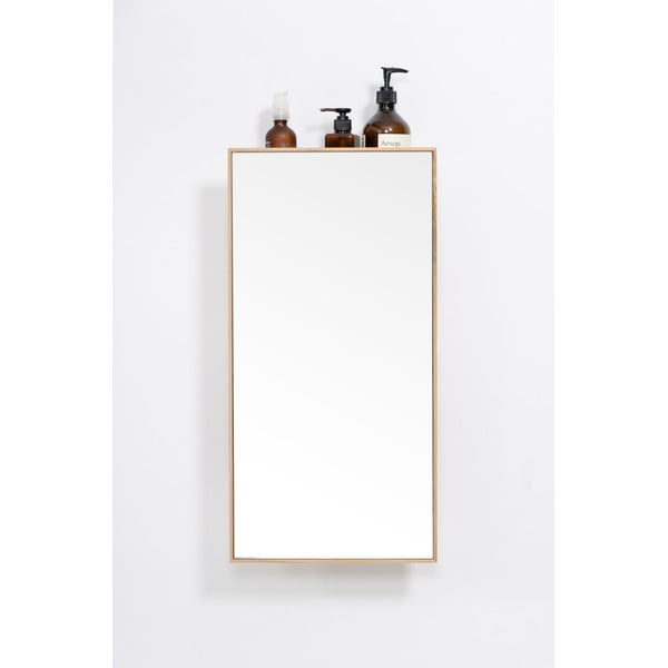 Tammepuidust peegliga riiul 31x61,5 cm Slimline - Wireworks-image-3