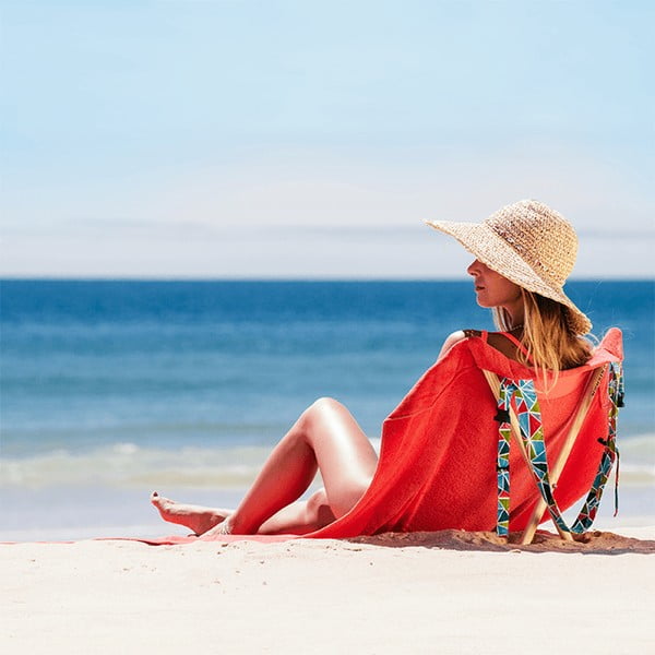 Skládací plážové lehátko a osuška v jednom Sun Seat Tomato-image-1